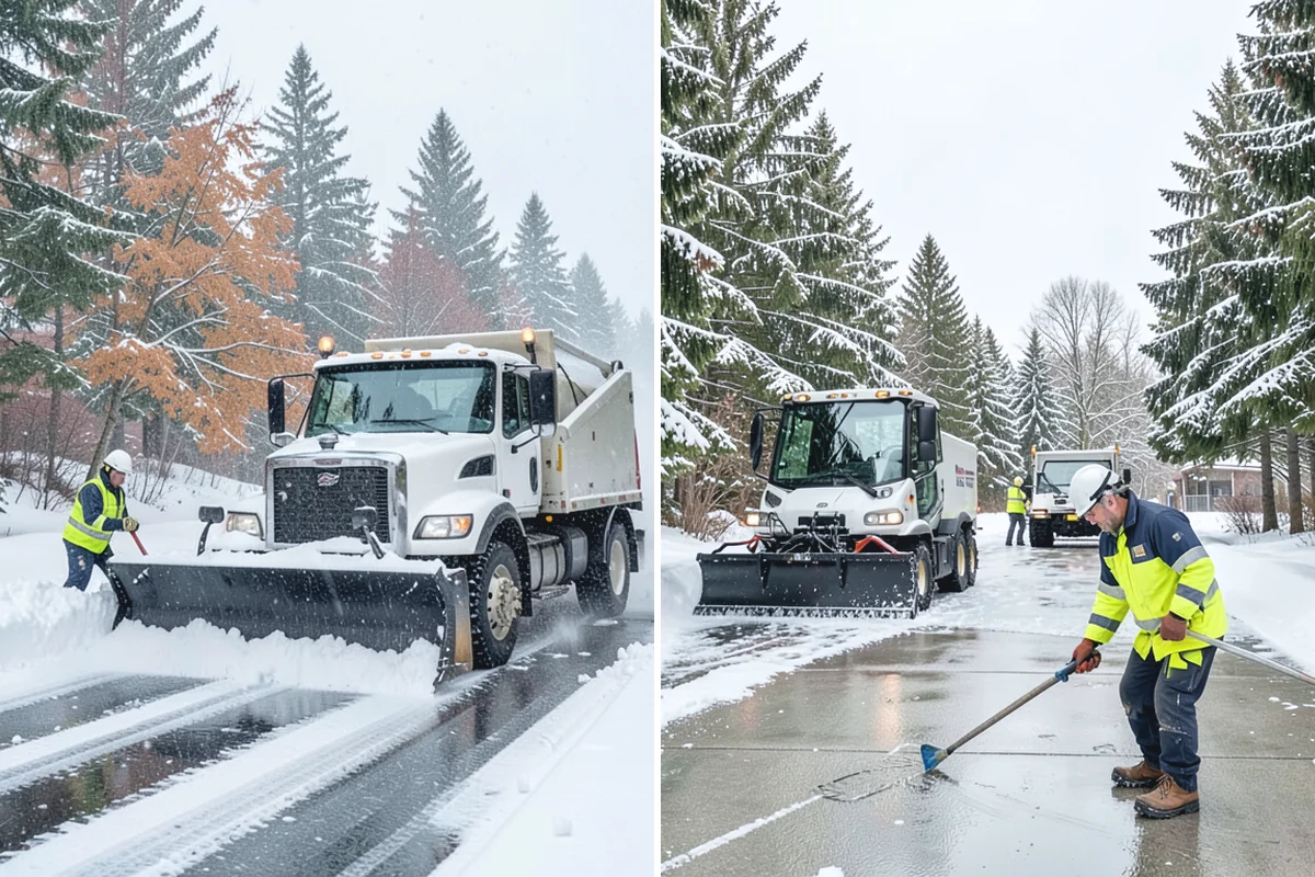 Grocery Store Parking Lot Snow Removal in Wilkeson, Pierce County, WA - Map cart corrals, crosswalks, and loading areas with the store
