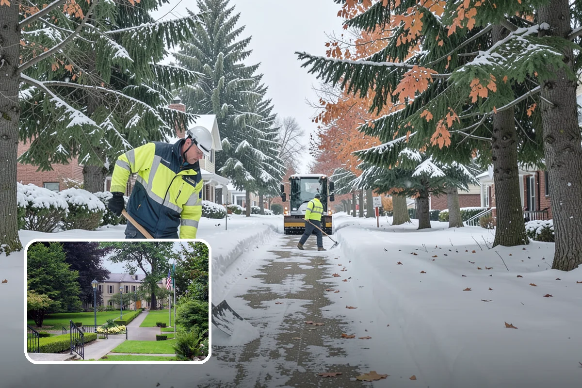 Grocery Store Parking Lot Snow Removal in Woodinville, King County, WA - Shoppers park and reach the doors on a cleared, deiced lot