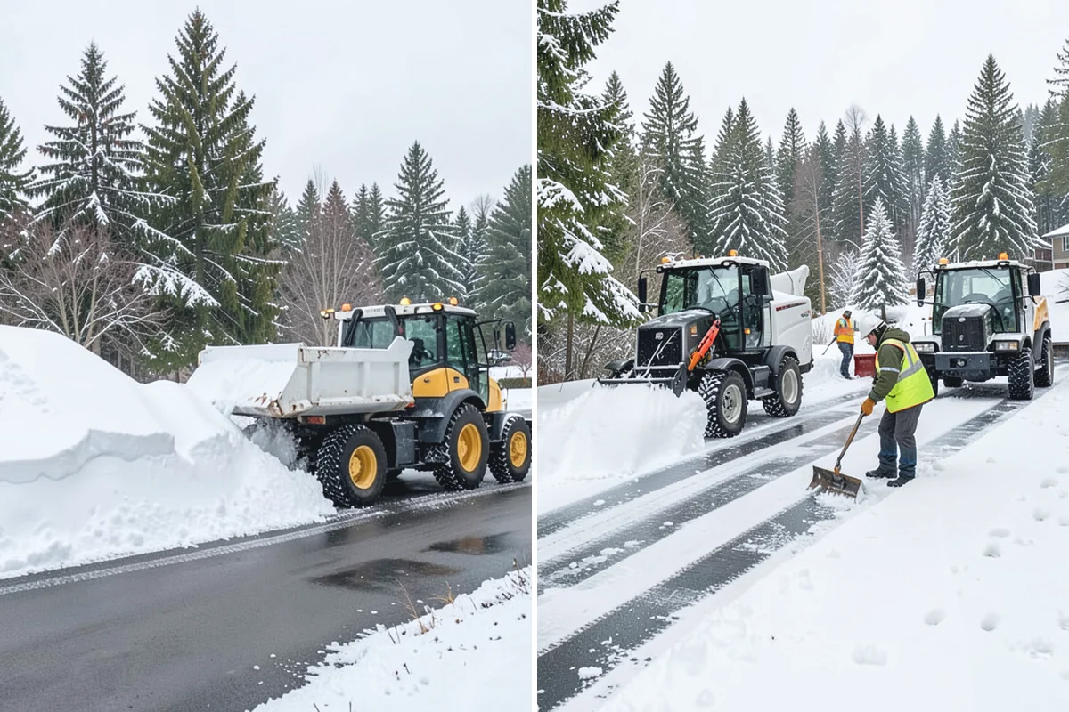 Grocery Store Parking Lot Snow Removal in Woodinville, King County, WA - Map cart corrals, crosswalks, and loading areas with the store