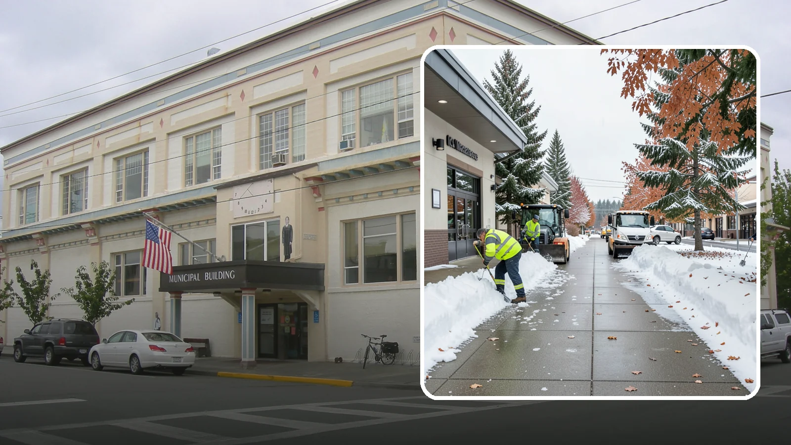 Grocery Store Sidewalk Clearing in Anacortes, Skagit County, WA - High-volume entrance sidewalk clearing for Western Washington grocery stores, keeping vestibules and cart lanes safe for shoppers...