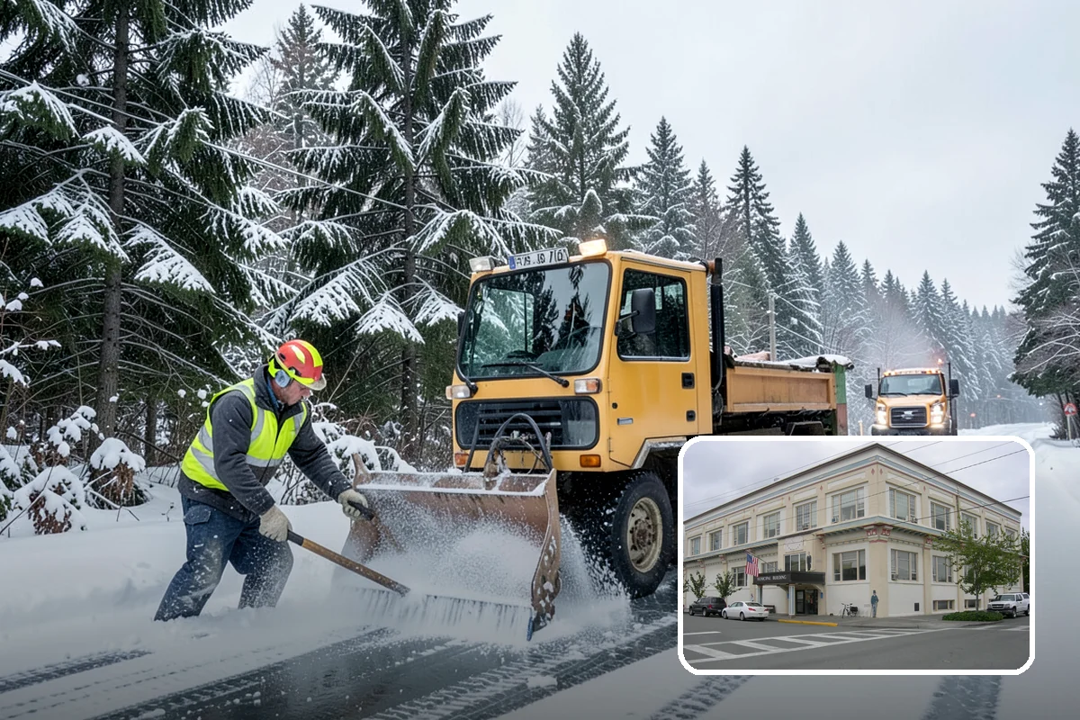 Grocery Store Sidewalk Clearing in Anacortes, Skagit County, WA - Vestibule and cart lanes cleared for heavy shopper volume