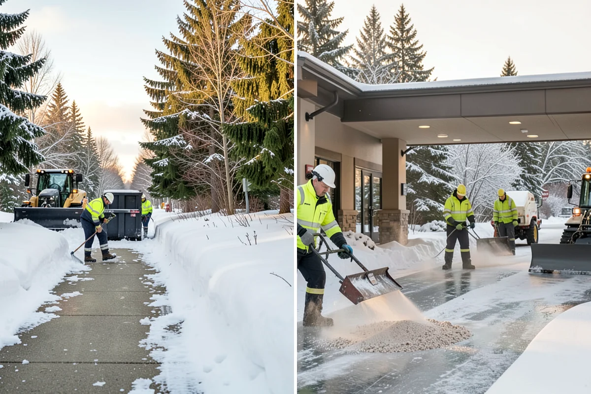 Grocery Store Sidewalk Clearing in Arlington, Snohomish County, WA - Clear the entrance vestibule and cart lanes before opening