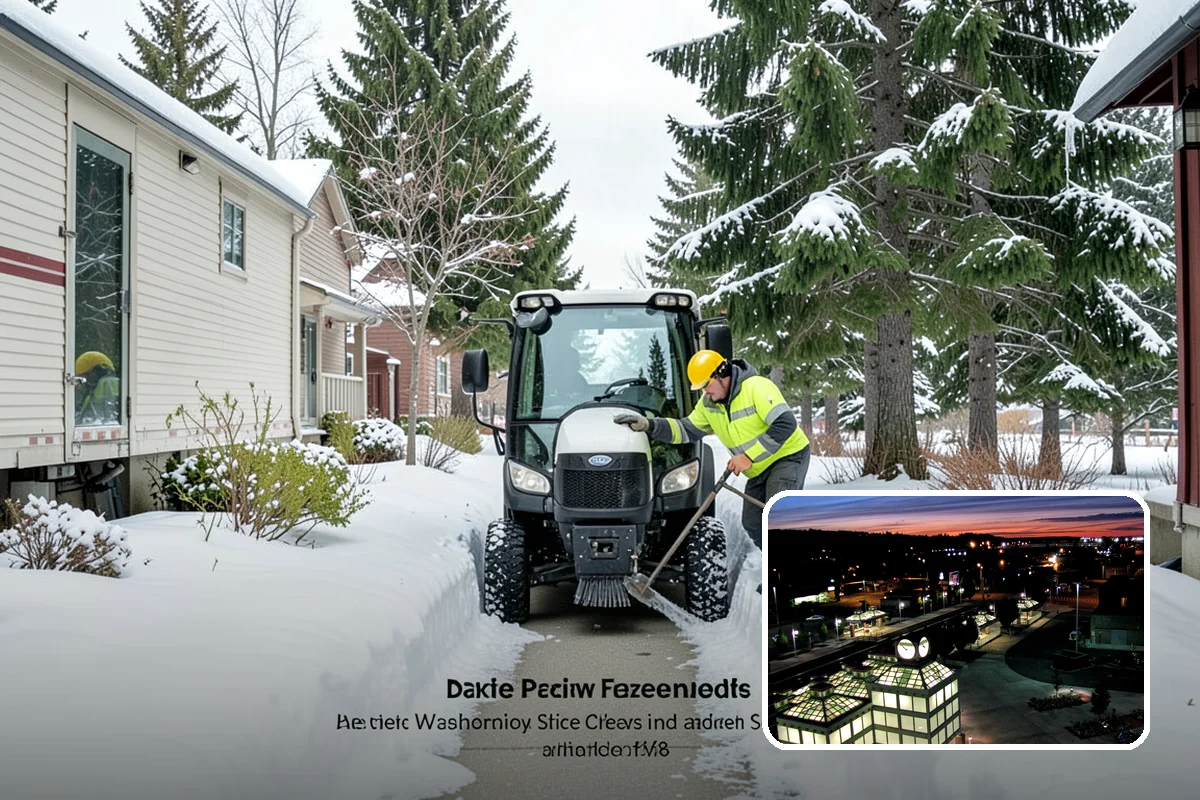 Grocery Store Sidewalk Clearing in Auburn, King County, WA - Vestibule and cart lanes cleared for heavy shopper volume