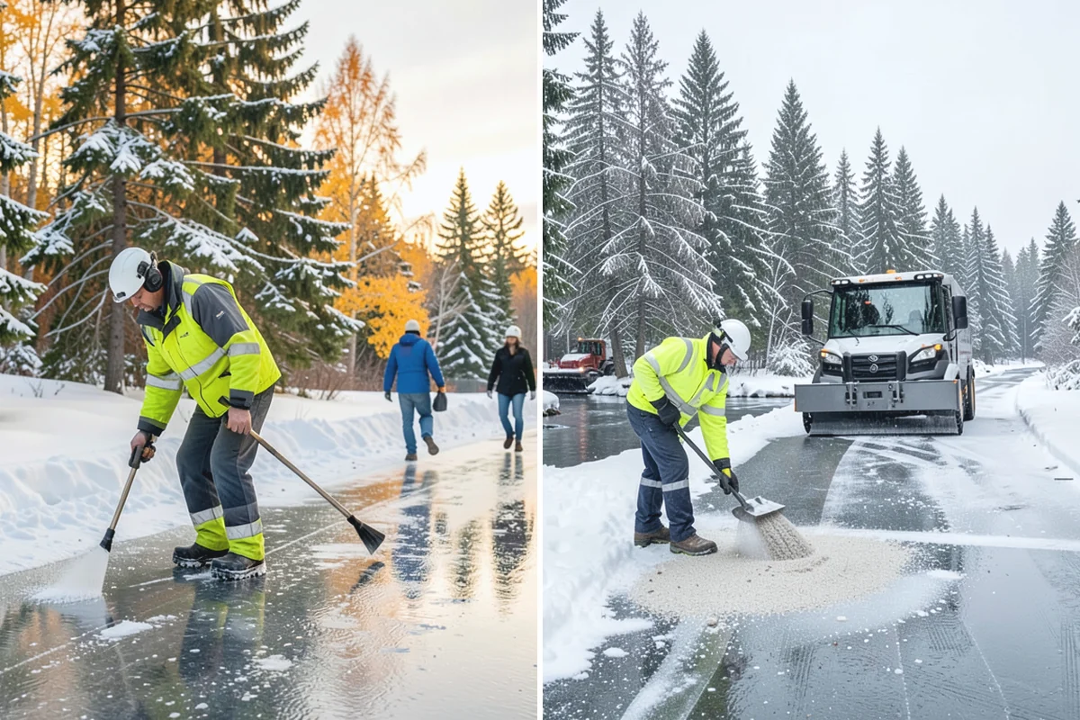 Grocery Store Sidewalk Clearing in Beaux Arts Village, King County, WA - Clear the entrance vestibule and cart lanes before opening