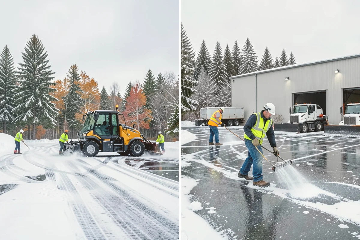 Grocery Store Sidewalk Clearing in Bellevue, King County, WA - Clear the entrance vestibule and cart lanes before opening