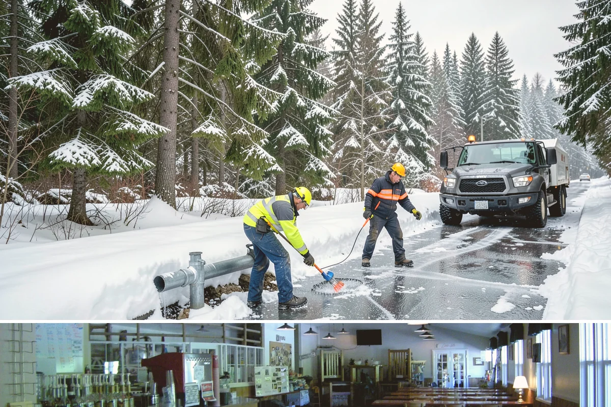 Grocery Store Sidewalk Clearing in Black Diamond, King County, WA - Grocery demand is highest from late November through February, when heavy daily traffic packs doorway snow into ice between...