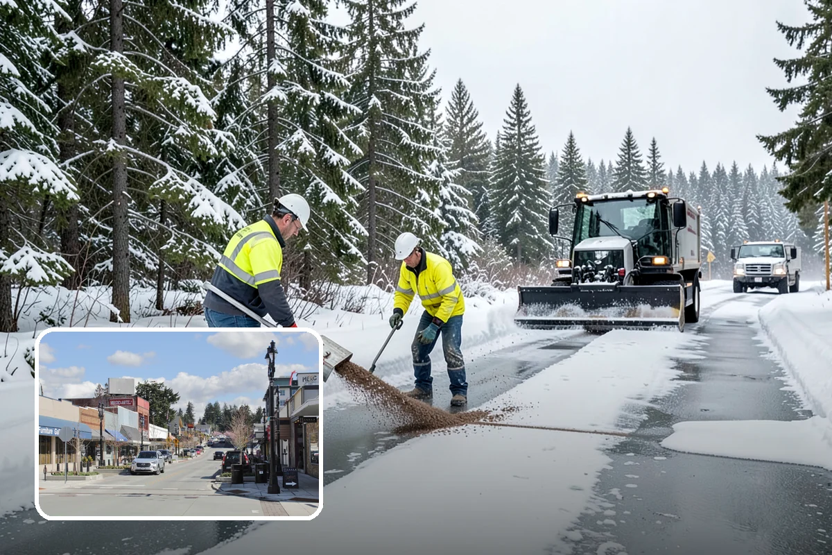 Grocery Store Sidewalk Clearing in Bothell, King County, WA - Vestibule and cart lanes cleared for heavy shopper volume