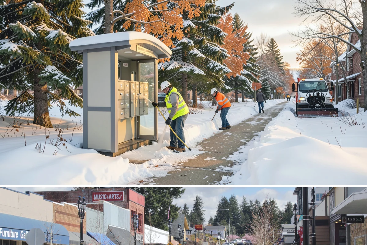 Grocery Store Sidewalk Clearing in Bothell, King County, WA - Grocery demand is highest from late November through February, when heavy daily traffic packs doorway snow into ice between...