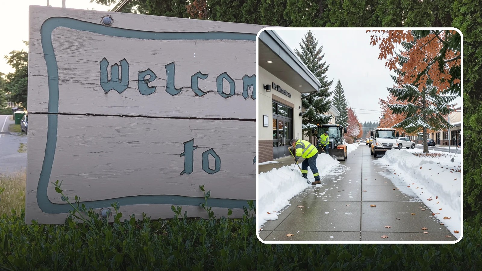 Grocery Store Sidewalk Clearing in Brier, Snohomish County, WA - High-volume entrance sidewalk clearing for Western Washington grocery stores, keeping vestibules and cart lanes safe for shoppers...