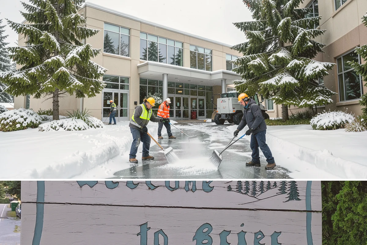 Grocery Store Sidewalk Clearing in Brier, Snohomish County, WA - Grocery demand is highest from late November through February, when heavy daily traffic packs doorway snow into ice between...