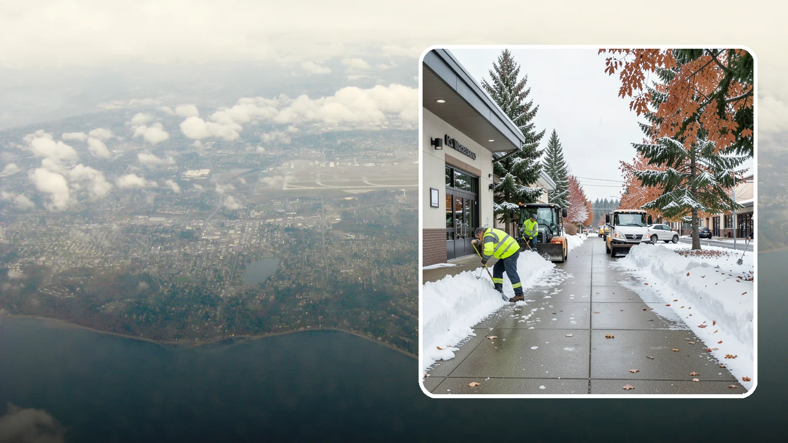 Grocery Store Sidewalk Clearing in Burien, King County, WA - High-volume entrance sidewalk clearing for Western Washington grocery stores, keeping vestibules and cart lanes safe for shoppers...
