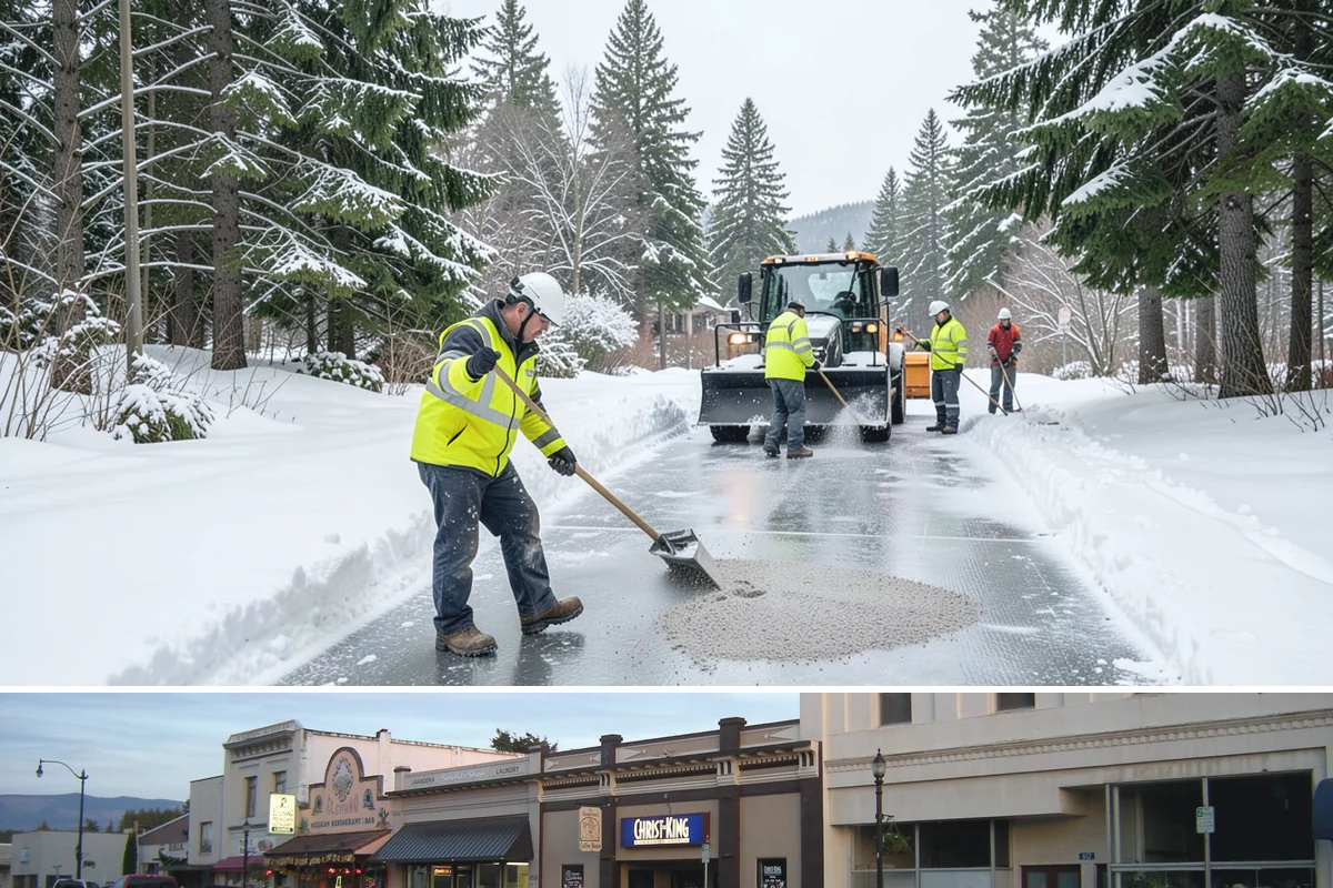 Grocery Store Sidewalk Clearing in Burlington, Skagit County, WA - Grocery demand is highest from late November through February, when heavy daily traffic packs doorway snow into ice between...