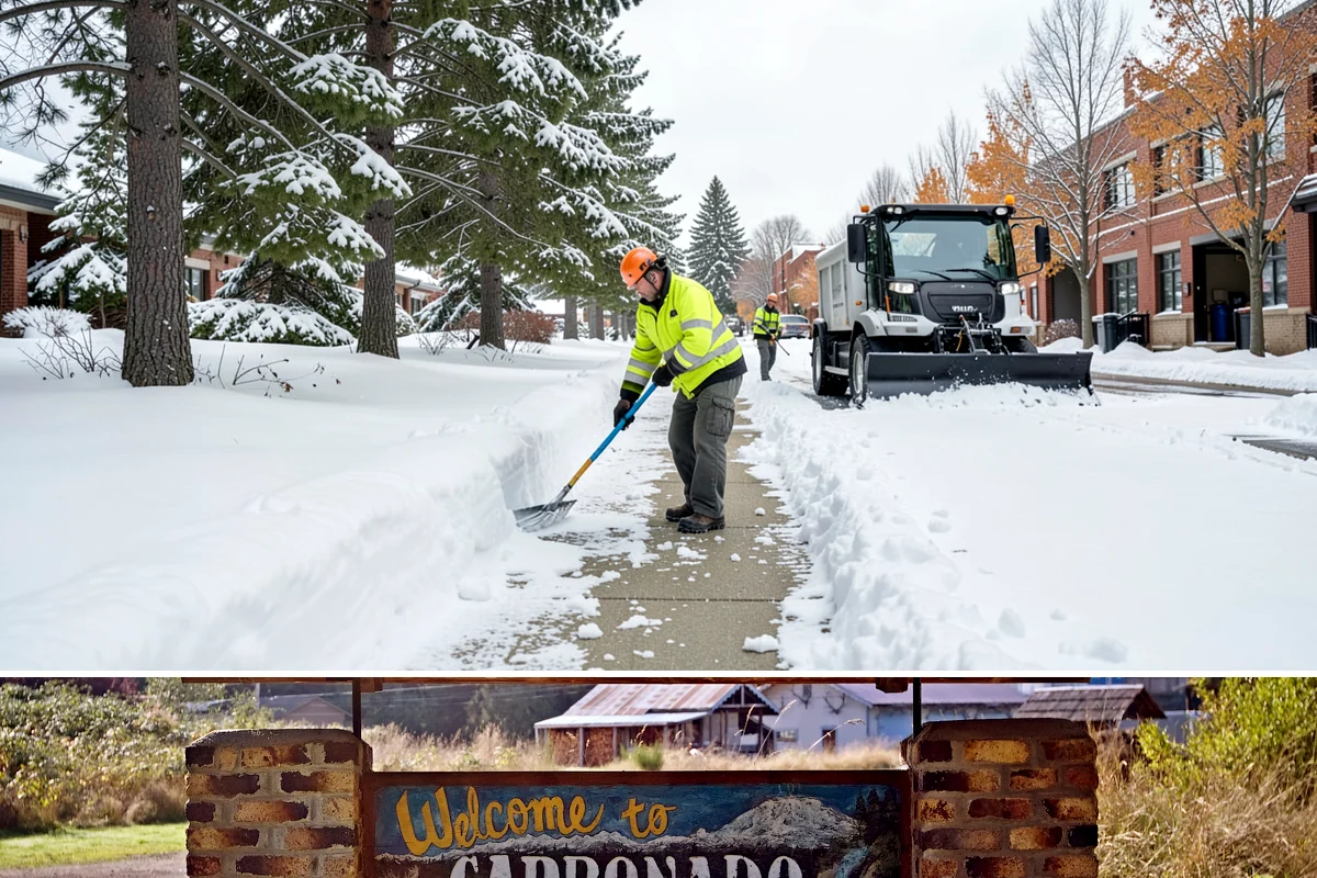 Grocery Store Sidewalk Clearing in Carbonado, Pierce County, WA - Grocery demand is highest from late November through February, when heavy daily traffic packs doorway snow into ice between...
