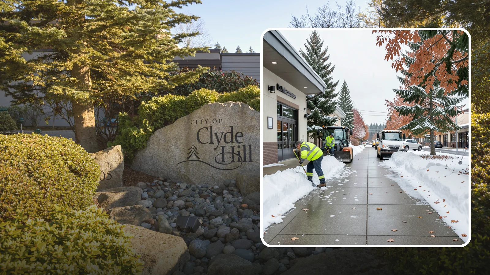 Grocery Store Sidewalk Clearing in Clyde Hill, King County, WA - High-volume entrance sidewalk clearing for Western Washington grocery stores, keeping vestibules and cart lanes safe for shoppers...