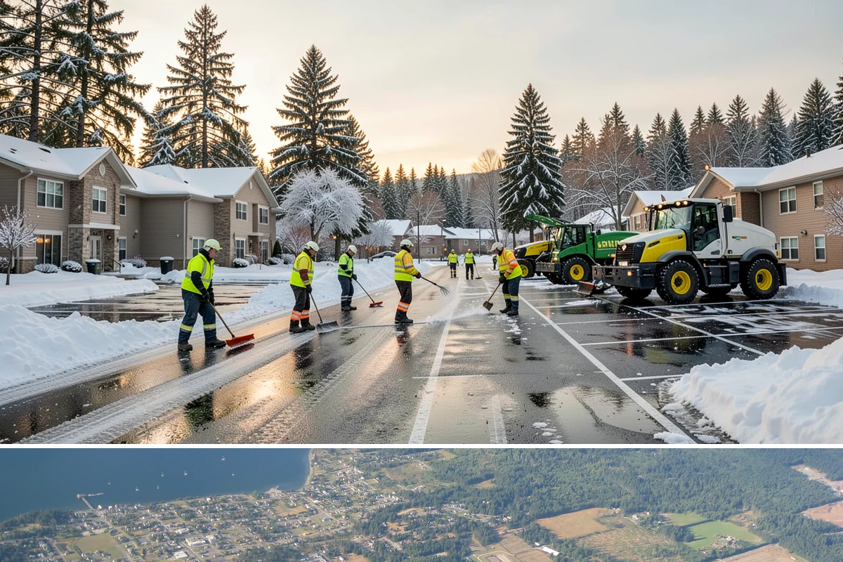 Grocery Store Sidewalk Clearing in Coupeville, Island County, WA - Grocery demand is highest from late November through February, when heavy daily traffic packs doorway snow into ice between...
