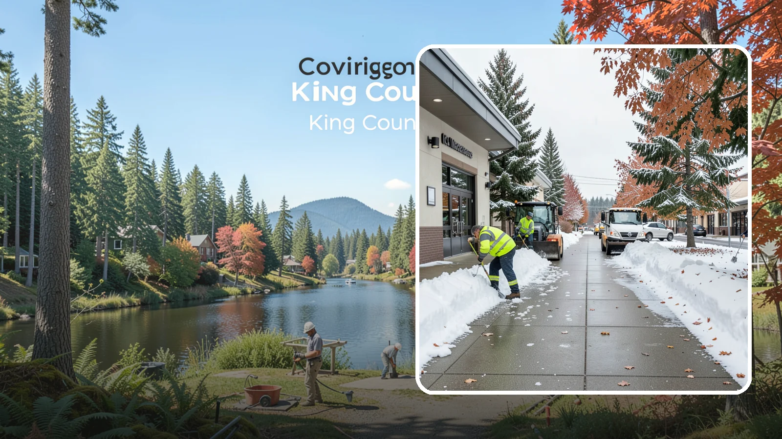 Grocery Store Sidewalk Clearing in Covington, King County, WA - High-volume entrance sidewalk clearing for Western Washington grocery stores, keeping vestibules and cart lanes safe for shoppers...