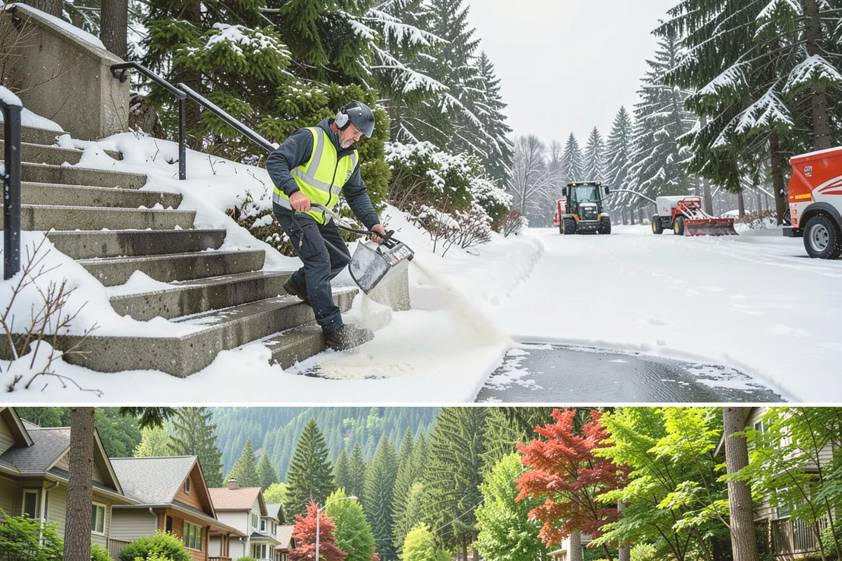 Grocery Store Sidewalk Clearing in Darrington, Snohomish County, WA - Grocery demand is highest from late November through February, when heavy daily traffic packs doorway snow into ice between...