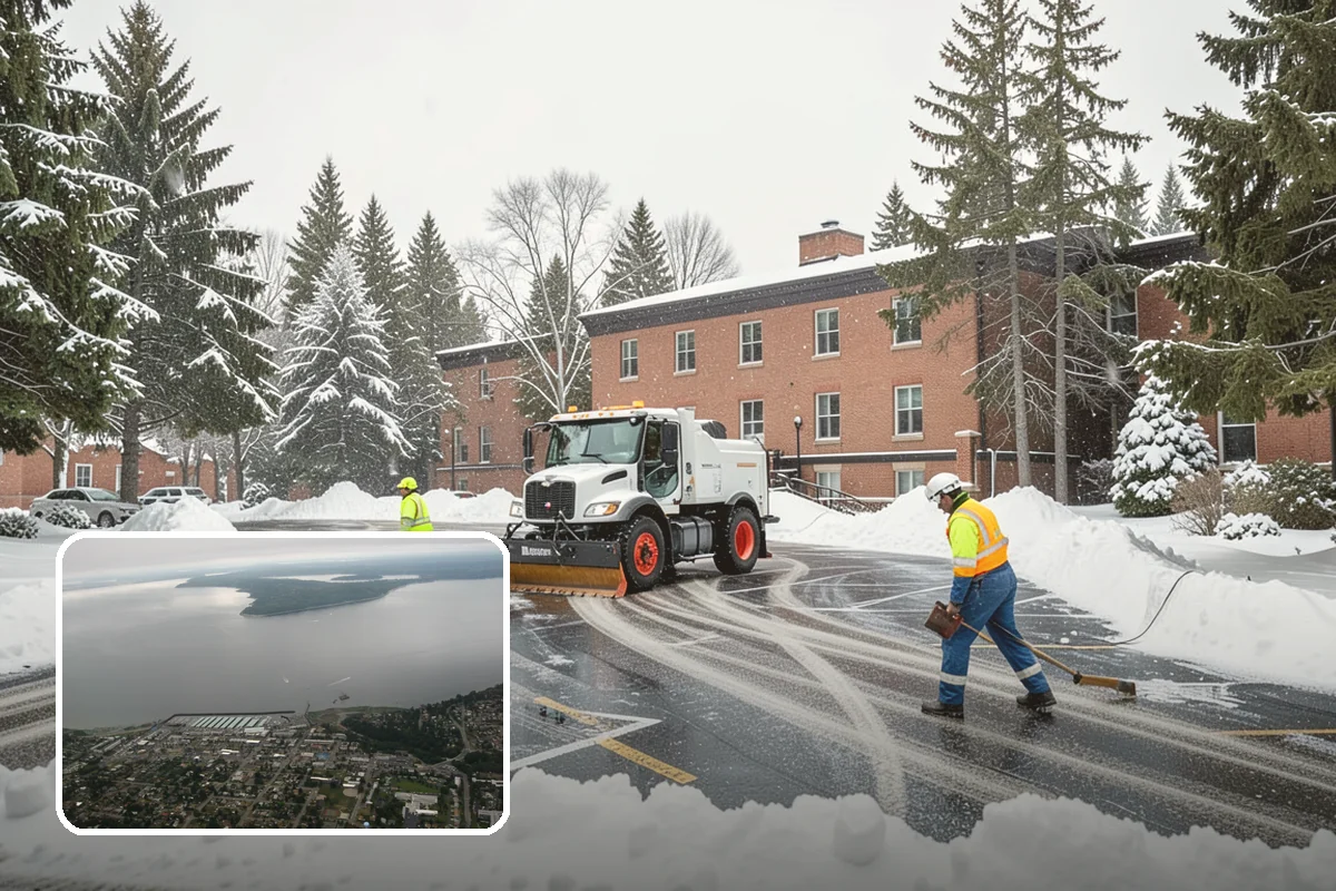 Grocery Store Sidewalk Clearing in Des Moines, King County, WA - Vestibule and cart lanes cleared for heavy shopper volume