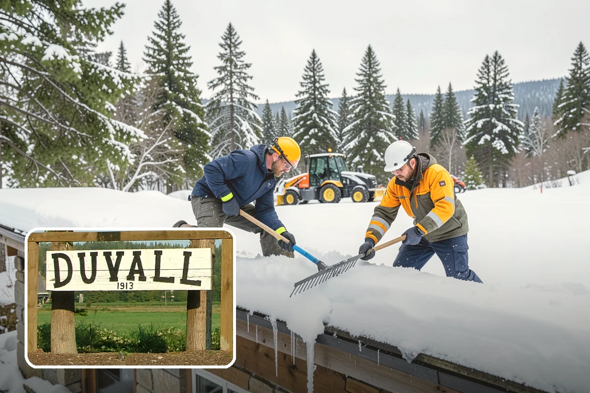Grocery Store Sidewalk Clearing in Duvall, King County, WA - Vestibule and cart lanes cleared for heavy shopper volume