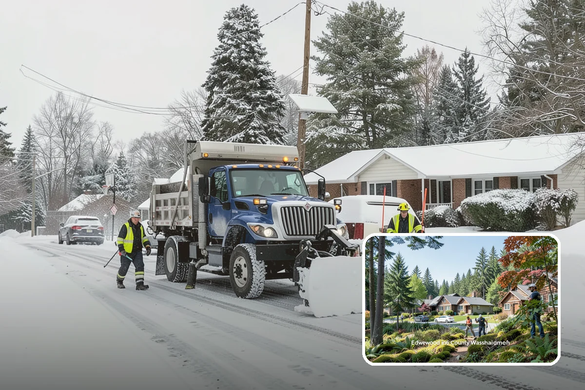 Grocery Store Sidewalk Clearing in Edgewood, Pierce County, WA - Vestibule and cart lanes cleared for heavy shopper volume