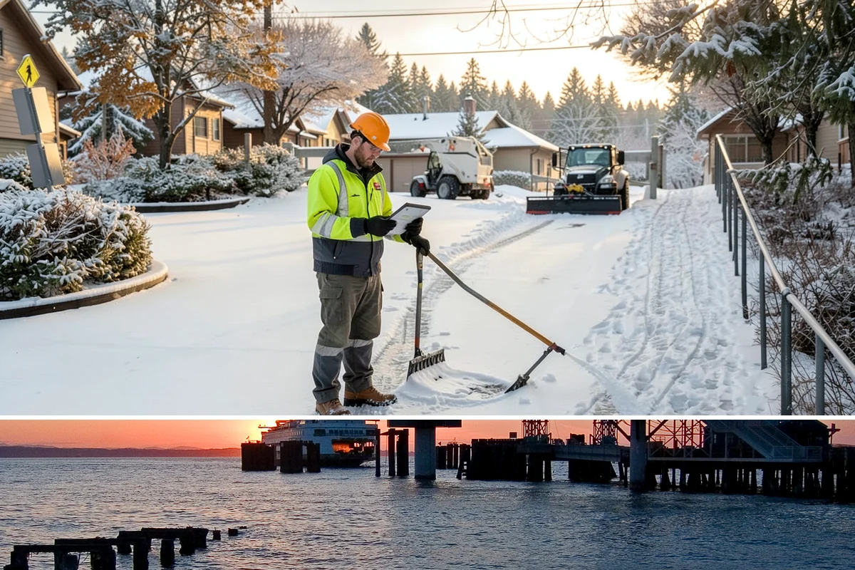 Grocery Store Sidewalk Clearing in Edmonds, Snohomish County, WA - Grocery demand is highest from late November through February, when heavy daily traffic packs doorway snow into ice between...
