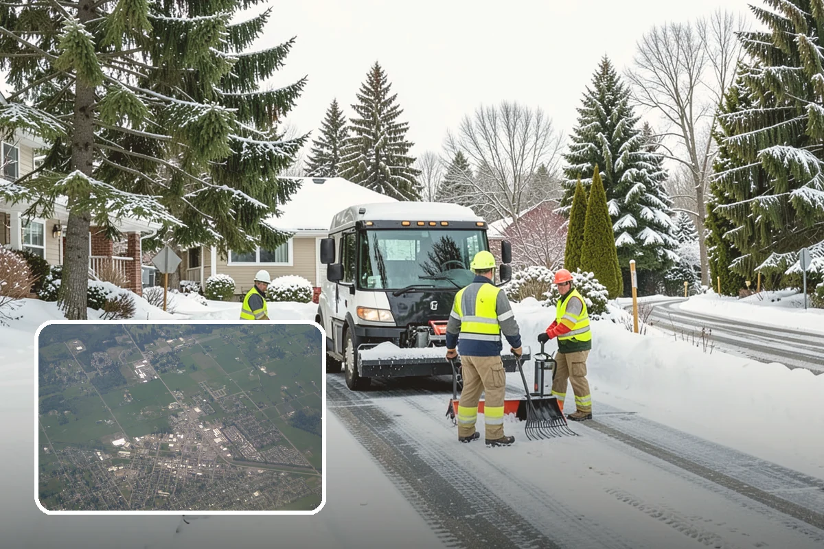 Grocery Store Sidewalk Clearing in Enumclaw, King County, WA - Vestibule and cart lanes cleared for heavy shopper volume