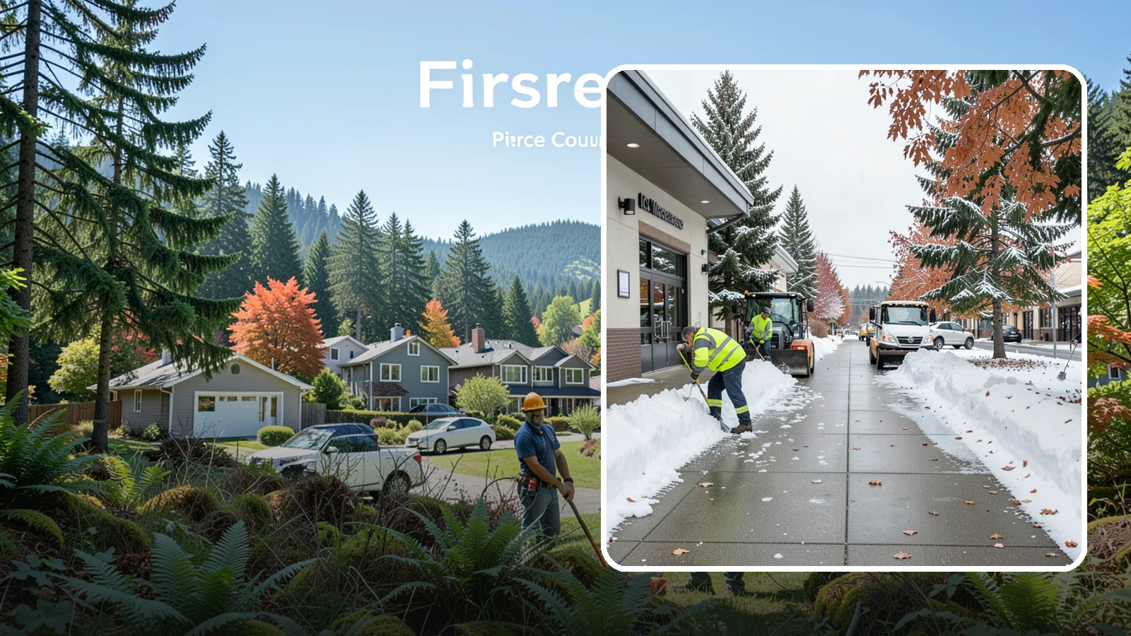Grocery Store Sidewalk Clearing in Fircrest, Pierce County, WA - High-volume entrance sidewalk clearing for Western Washington grocery stores, keeping vestibules and cart lanes safe for shoppers...