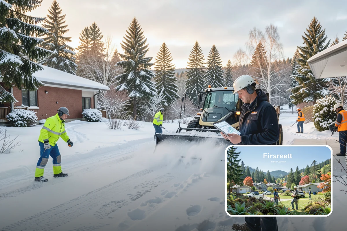 Grocery Store Sidewalk Clearing in Fircrest, Pierce County, WA - Vestibule and cart lanes cleared for heavy shopper volume