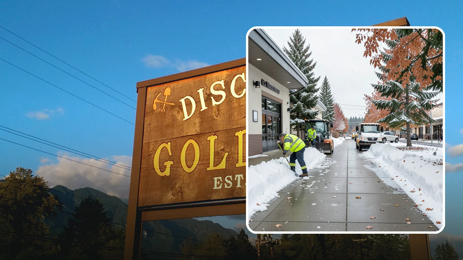 Grocery Store Sidewalk Clearing in Gold Bar, Snohomish County, WA - High-volume entrance sidewalk clearing for Western Washington grocery stores, keeping vestibules and cart lanes safe for shoppers...