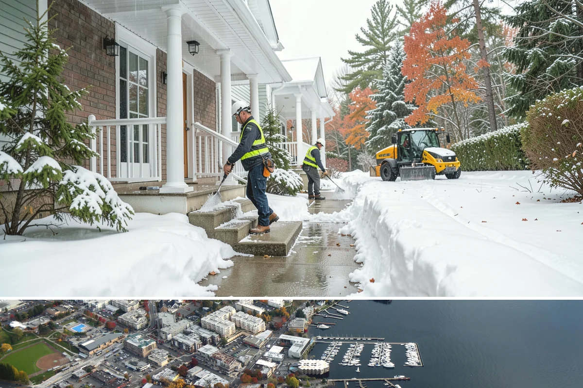 Grocery Store Sidewalk Clearing in Kirkland, King County, WA - Grocery demand is highest from late November through February, when heavy daily traffic packs doorway snow into ice between...
