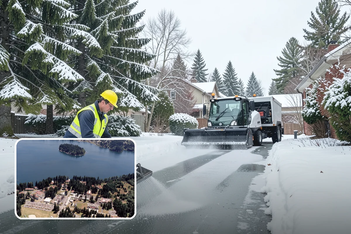 Grocery Store Sidewalk Clearing in Lakewood, Pierce County, WA - Vestibule and cart lanes cleared for heavy shopper volume