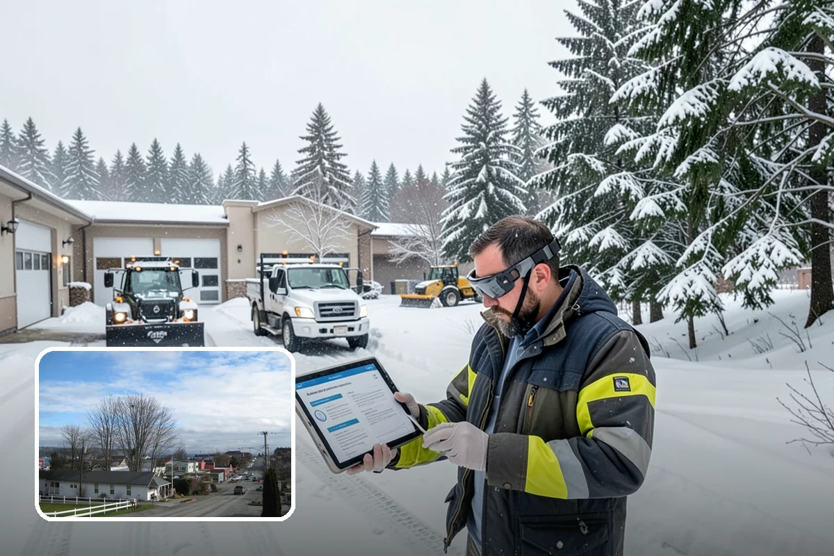 Grocery Store Sidewalk Clearing in Langley, Island County, WA - Vestibule and cart lanes cleared for heavy shopper volume