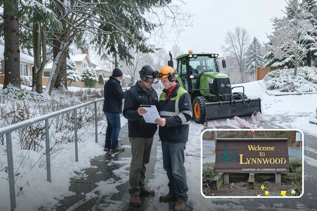 Grocery Store Sidewalk Clearing in Lynnwood, Snohomish County, WA - Vestibule and cart lanes cleared for heavy shopper volume