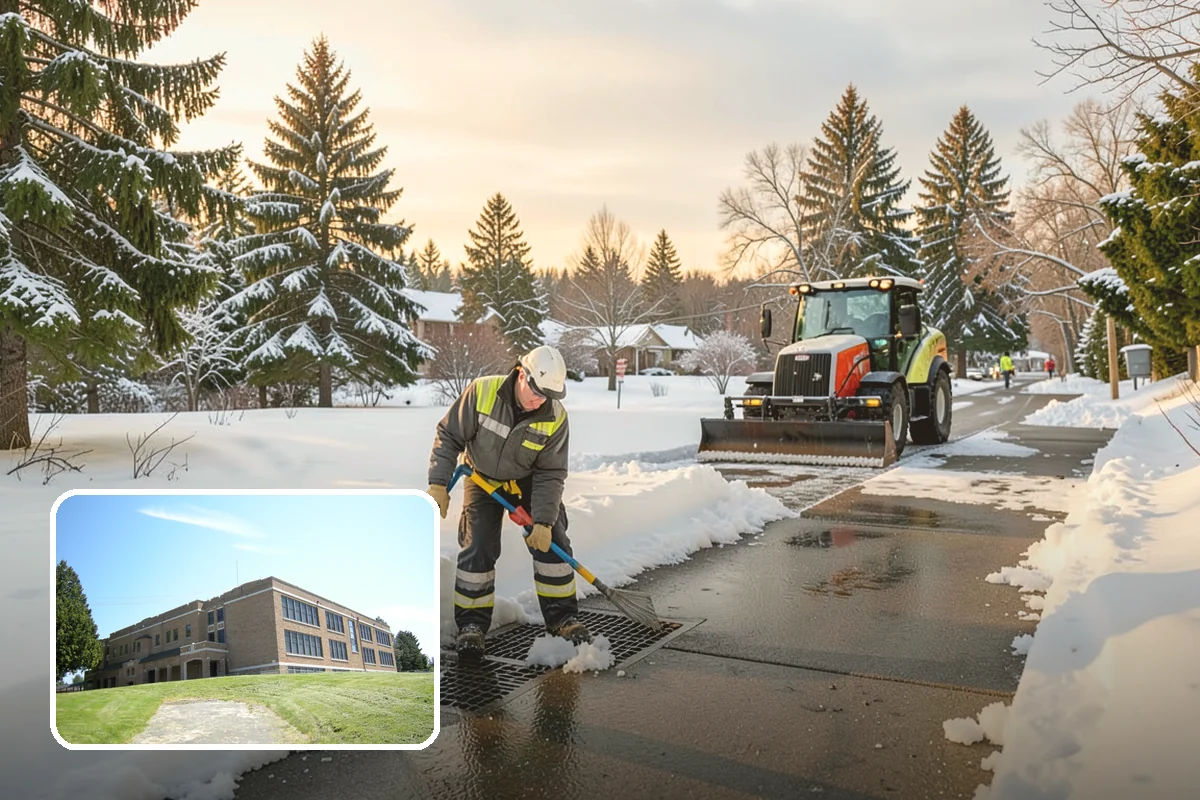 Grocery Store Sidewalk Clearing in Maple Valley, King County, WA - Vestibule and cart lanes cleared for heavy shopper volume