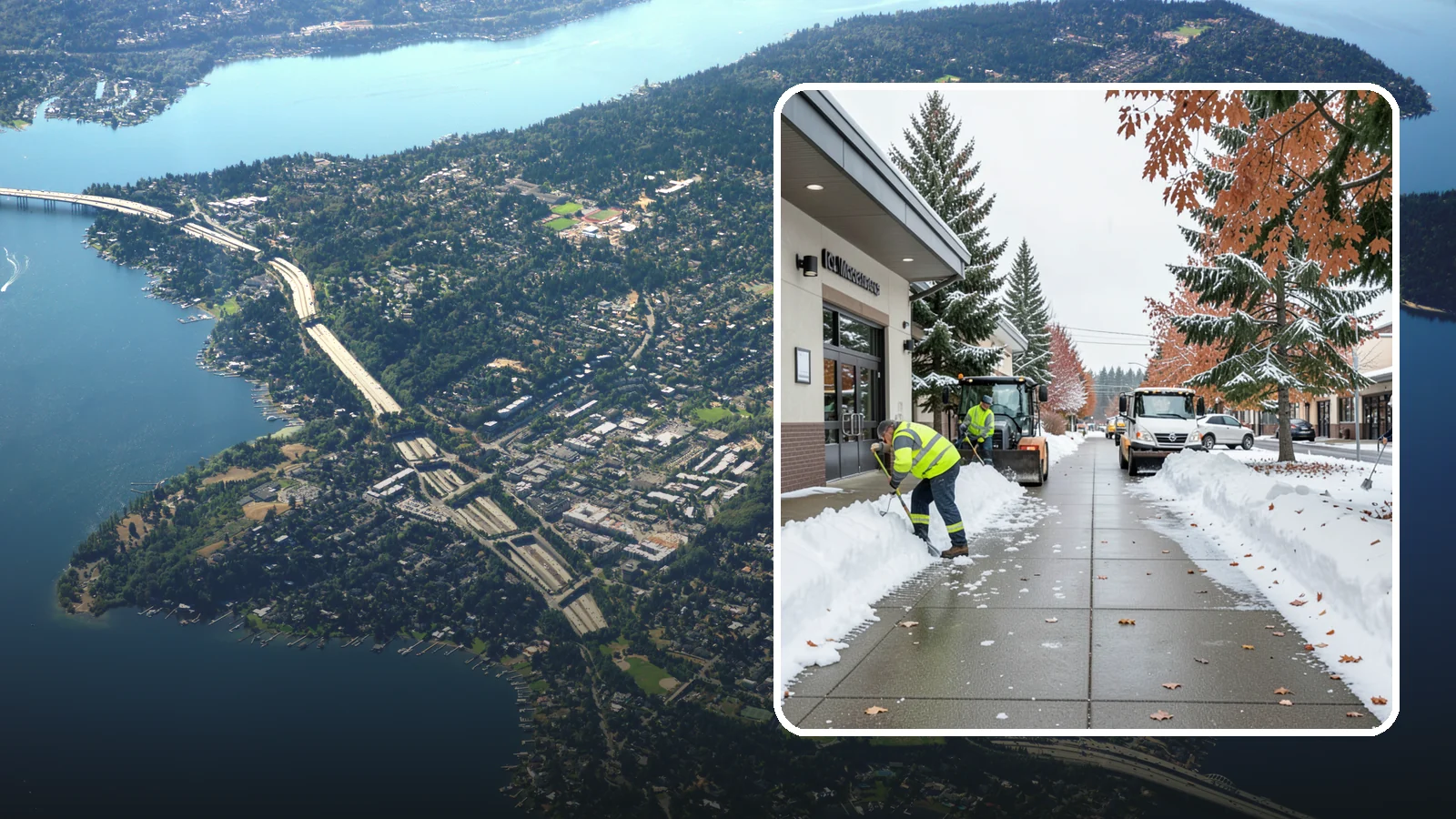 Grocery Store Sidewalk Clearing in Mercer Island, King County, WA - High-volume entrance sidewalk clearing for Western Washington grocery stores, keeping vestibules and cart lanes safe for shoppers...