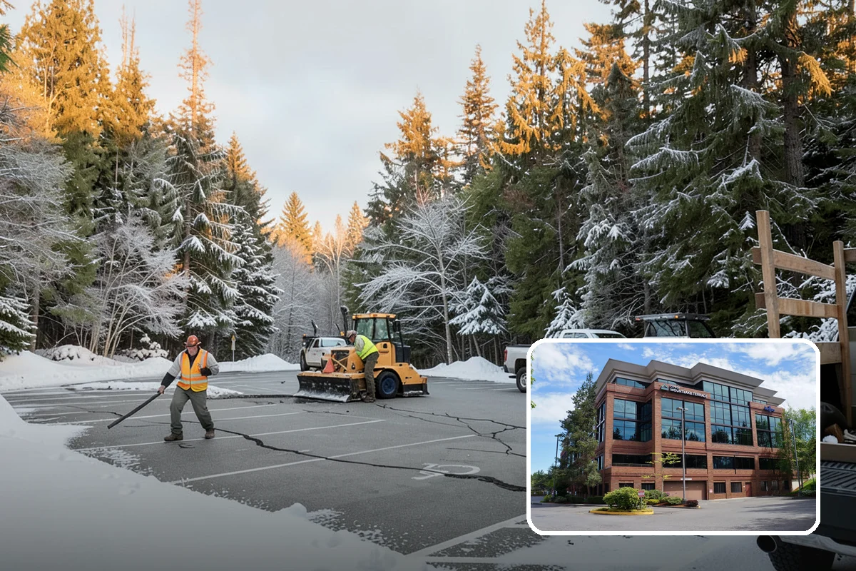 Grocery Store Sidewalk Clearing in Mountlake Terrace, Snohomish County, WA - Vestibule and cart lanes cleared for heavy shopper volume