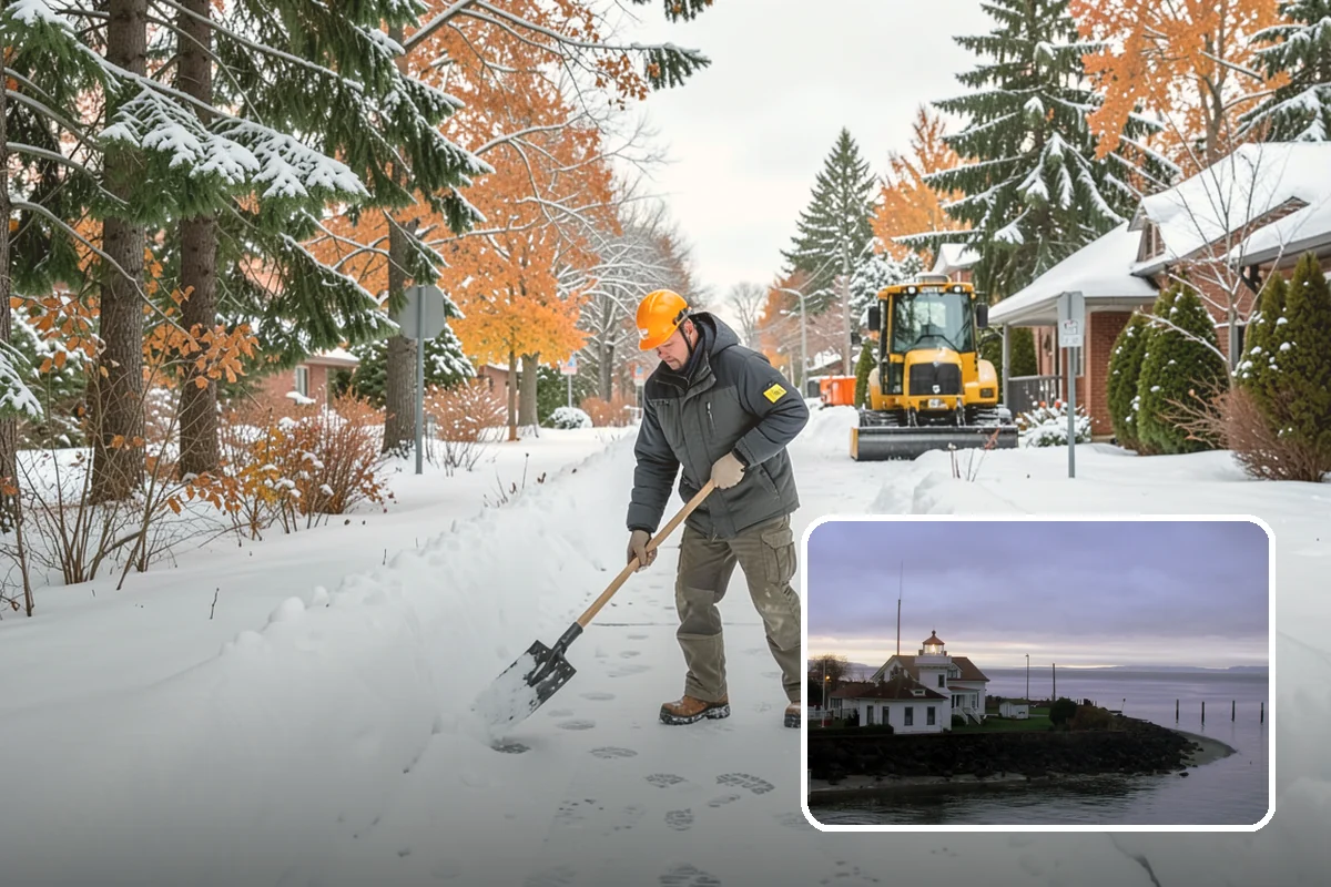 Grocery Store Sidewalk Clearing in Mukilteo, Snohomish County, WA - Vestibule and cart lanes cleared for heavy shopper volume