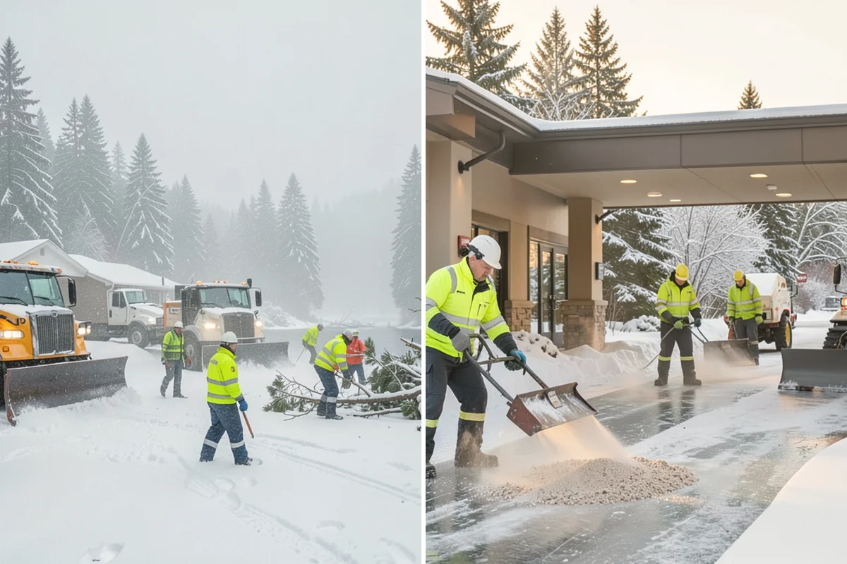 Grocery Store Sidewalk Clearing in Newcastle, King County, WA - Clear the entrance vestibule and cart lanes before opening