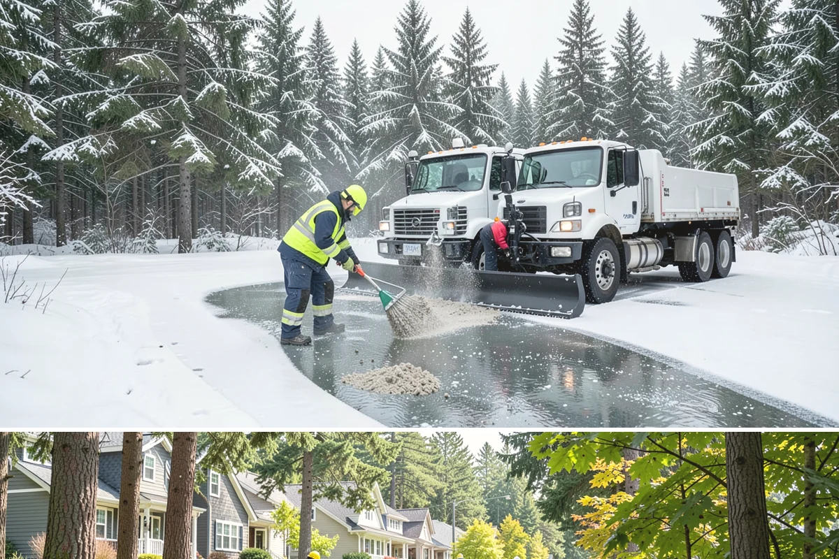 Grocery Store Sidewalk Clearing in Normandy Park, King County, WA - Grocery demand is highest from late November through February, when heavy daily traffic packs doorway snow into ice between...