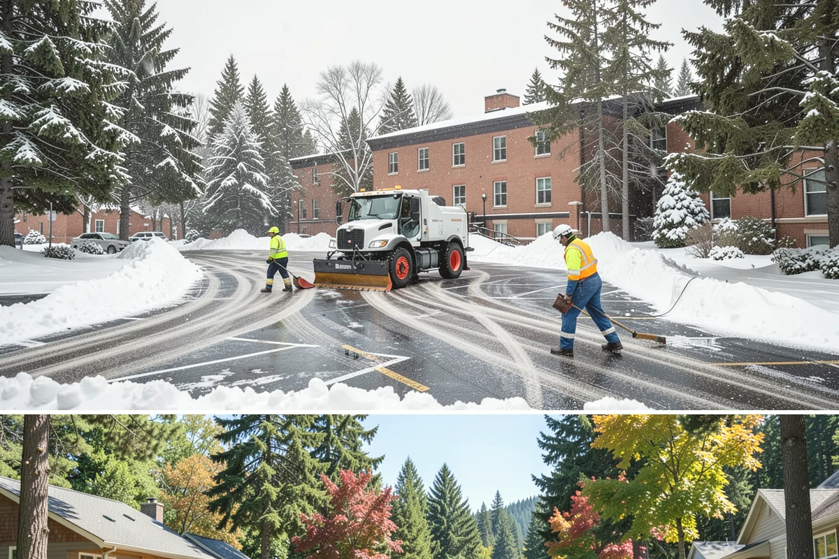 Grocery Store Sidewalk Clearing in Orting, Pierce County, WA - Grocery demand is highest from late November through February, when heavy daily traffic packs doorway snow into ice between...