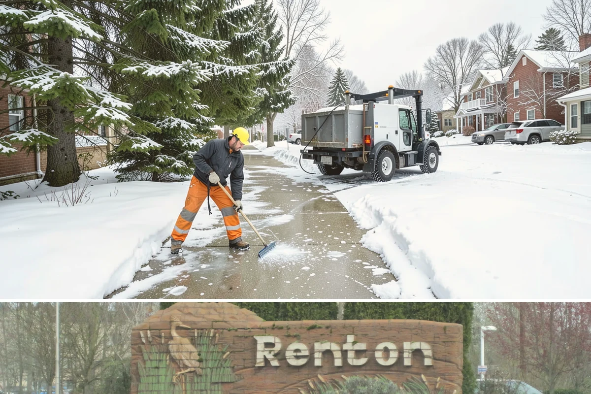 Grocery Store Sidewalk Clearing in Renton, King County, WA - Grocery demand is highest from late November through February, when heavy daily traffic packs doorway snow into ice between...