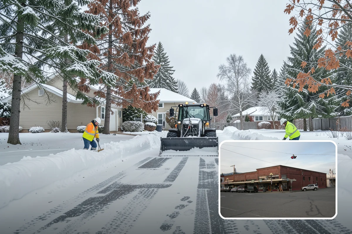 Grocery Store Sidewalk Clearing in Sedro-Woolley, Skagit County, WA - Vestibule and cart lanes cleared for heavy shopper volume