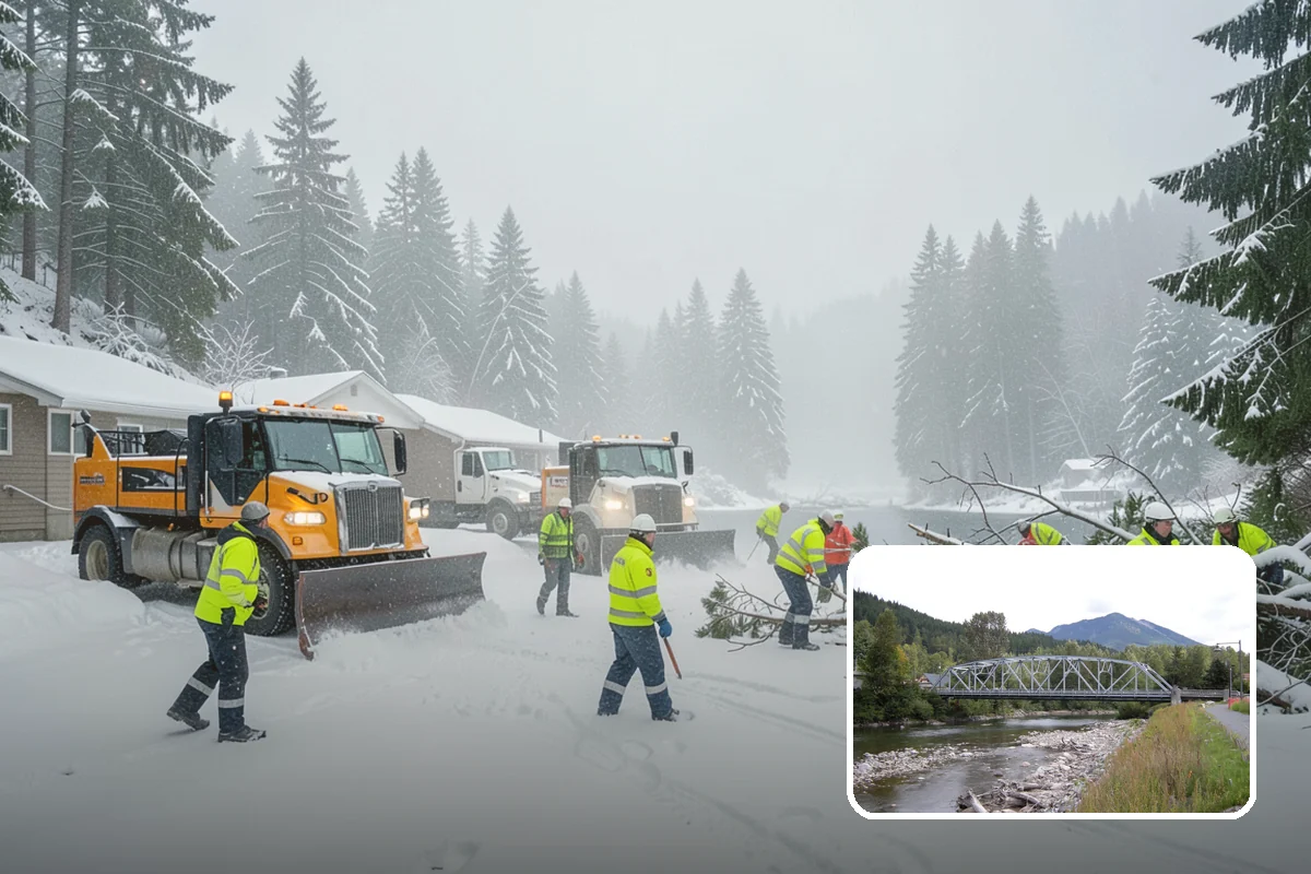 Grocery Store Sidewalk Clearing in Skykomish, King County, WA - Vestibule and cart lanes cleared for heavy shopper volume