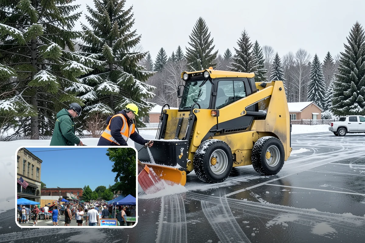 Grocery Store Sidewalk Clearing in Snohomish, Snohomish County, WA - Vestibule and cart lanes cleared for heavy shopper volume