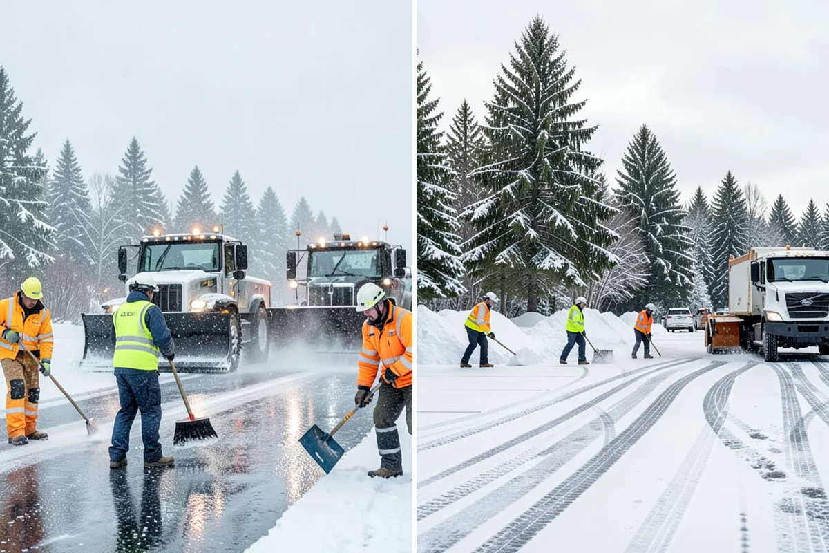 Grocery Store Sidewalk Clearing in Snoqualmie, King County, WA - Clear the entrance vestibule and cart lanes before opening