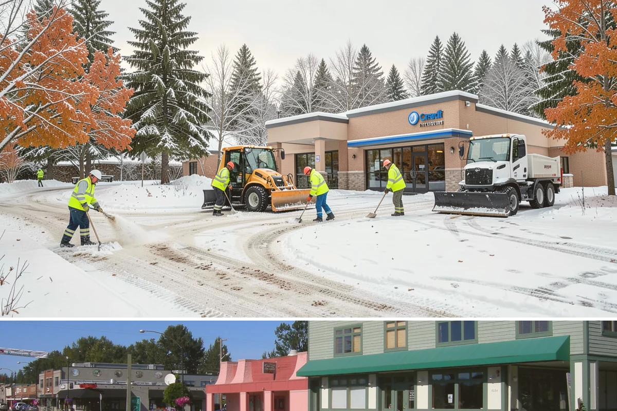Grocery Store Sidewalk Clearing in Snoqualmie, King County, WA - Grocery demand is highest from late November through February, when heavy daily traffic packs doorway snow into ice between...