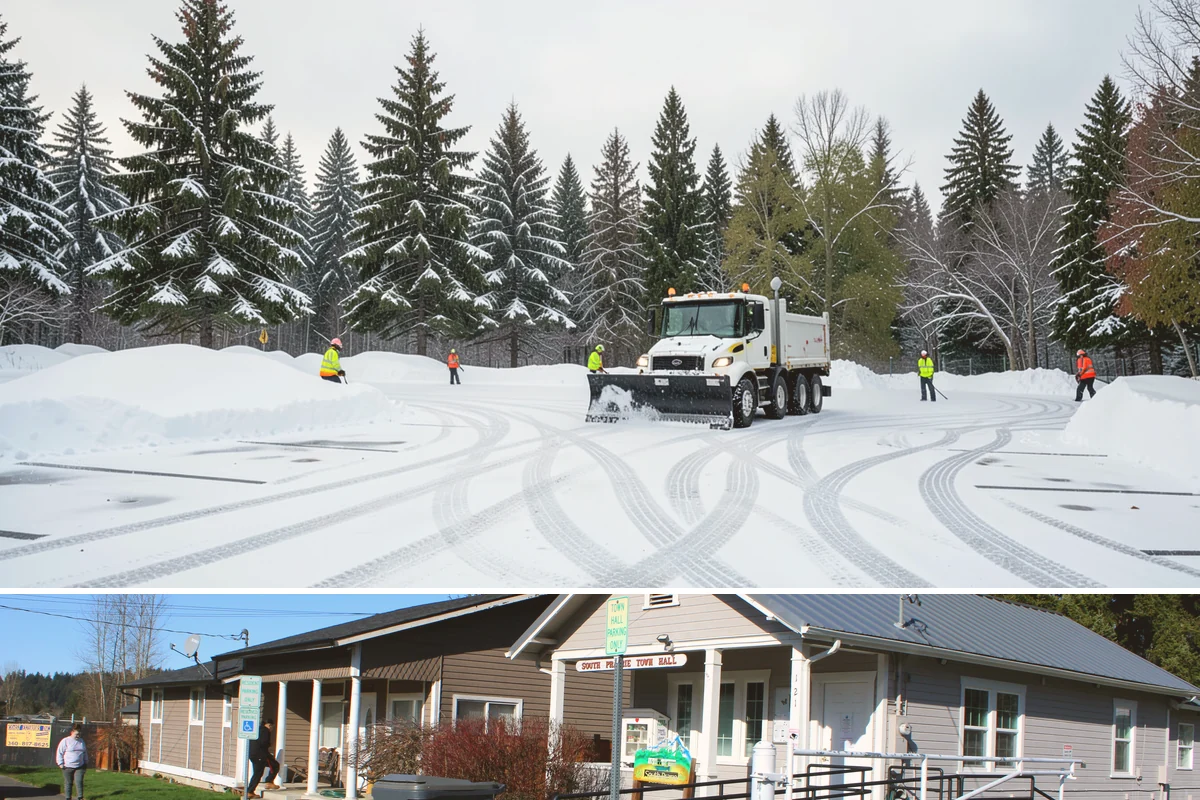Grocery Store Sidewalk Clearing in South Prairie, Pierce County, WA - Grocery demand is highest from late November through February, when heavy daily traffic packs doorway snow into ice between...