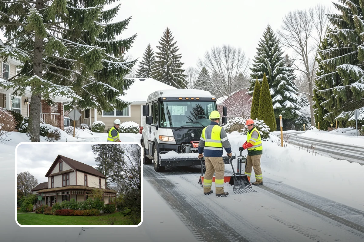 Grocery Store Sidewalk Clearing in Sumner, Pierce County, WA - Vestibule and cart lanes cleared for heavy shopper volume