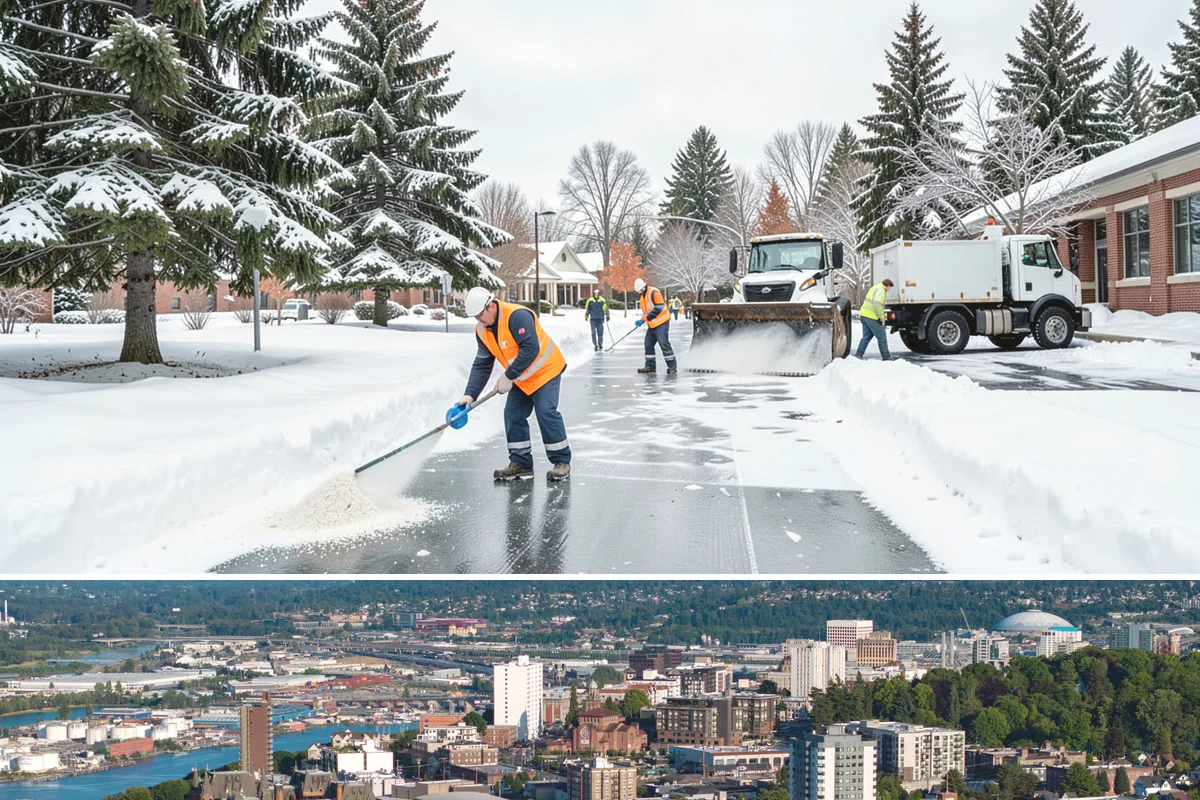 Grocery Store Sidewalk Clearing in Tacoma, Pierce County, WA - Grocery demand is highest from late November through February, when heavy daily traffic packs doorway snow into ice between...
