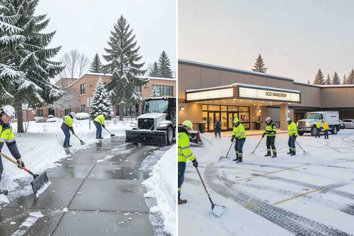 Grocery Store Sidewalk Clearing in Wilkeson, Pierce County, WA - Clear the entrance vestibule and cart lanes before opening